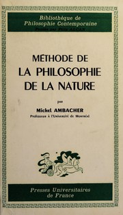 Cover of Méthode de la philosophie de la nature by Michel Ambacher