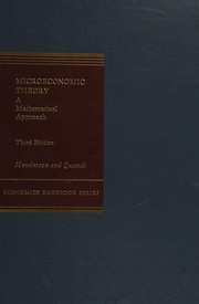 Cover of Microeconomic theory by James Mitchell Henderson