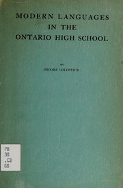 Front cover of Modern languages in the Ontario high school by Isidore Goldstick