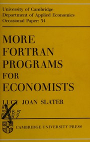 Front cover of More Fortran programs for economists by Lucy Joan Slater