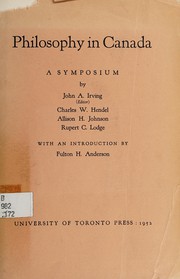 Cover of Philosophy in Canada by John A. Irving