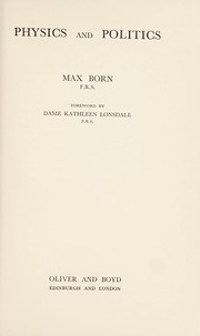Front cover of Physics and politics by Max Born