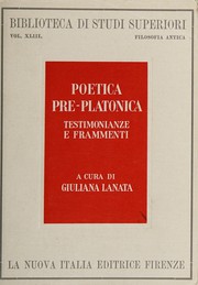 Front cover of Poetica pre-Platonica by Giuliana Lanata