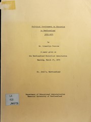 Front cover of Political involvement in education in Newfoundland, 1832-1876 by Llewellyn Parsons