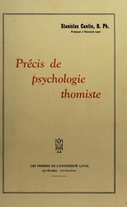 Front cover of Précis de psychologie thomiste by Stanislas Cantin