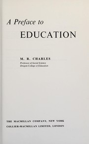 Cover of A preface to education by Milton R. Charles