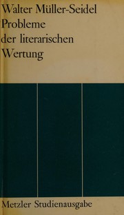 Front cover of Probleme der literarischen Wertung by Walter Müller-Seidel