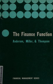 Cover of The finance function by Leslie P. Anderson