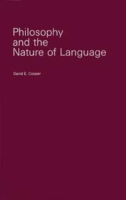 Front cover of Philosophy and the nature of language by David Edward Cooper