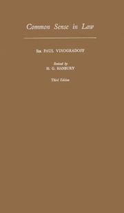 Front cover of Common-sense in law by Paul Vinogradoff