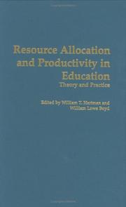 Cover of Resource allocation and productivity in education by William T. Hartman