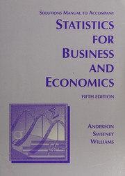 Front cover of Statistics for business and economics by Anderson