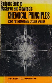 Front cover of Student's Guide to Masterton & Slowinski's Chemical Principles Using the International System of Uni by William L. Masterton