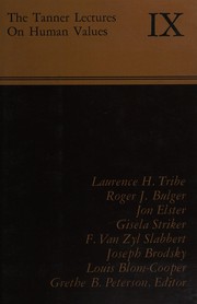 Cover of The Tanner lectures on human values by Grethe B. Peterson