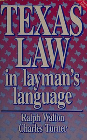 Cover of Texas law in layman's language by Ralph Walton