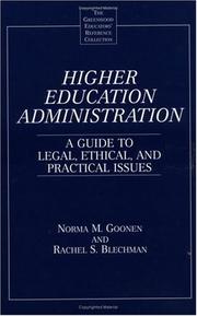 Cover of Higher education administration by Norma M. Goonen