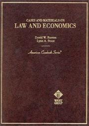 Front cover of Cases and materials onlaw and economics by David W. Barnes