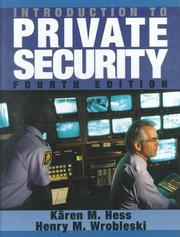Cover of Introduction to private security by Kären M. Hess