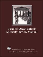 Front cover of Business organizations law review manual by Denise Hill
