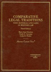 Front cover of Comparative legal traditions by Mary Ann Glendon