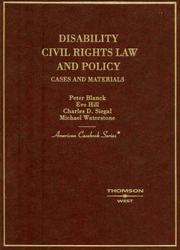 Front cover of Disability, civil rights law, and policy by Peter David Blanck