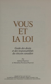 Cover of Vous et la loi by Adrian Popovici