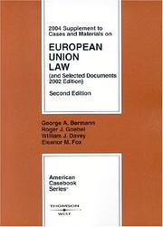 Cover of 2004 supplement to Cases and materials on European Union law, second edition by George A. Bermann
