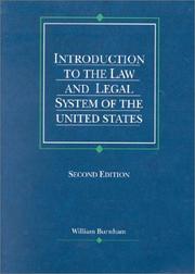 Cover of Introduction to the law and legal system of the United States by William Burnham