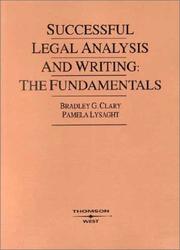 Front cover of Successful Legal Analysis And Writing by Bradley G. Clary