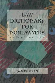 Cover of Law dictionary for non-lawyers by Oran, Daniel.