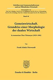 Cover of Gemeinwirtschaft. Grundriss Einer Morphologie Der Dualen Wirtschaft by Frank Schulz-Nieswandt