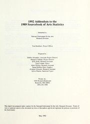 Front cover of 1992 addendum to the 1989 sourcebook of arts statistics by Tom Bradshaw