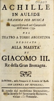 Front cover of Achille in Aulide by Geminiano Giacomelli