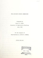 Front cover of The Advisory Budget Commission by Gerry F. Cohen