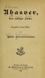 Cover of Ahasver, der ewige Jude by Willi Soendermann