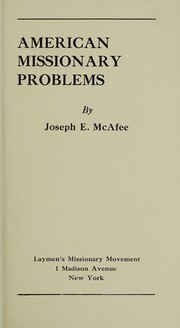 Cover of American missionary problems by Joseph Ernest McAfee