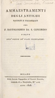 Front cover of Ammaestramenti degli antichi by Bartholomew of San Concordio