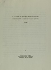 Front cover of An analysis of Governor Michael Dukakis' Massachusetts Development Bank proposal by John Michael Horgan