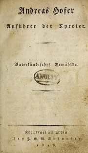 Cover of Andreas Hofer Anführer der Tyroler by Paul Wigand