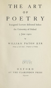 Cover of The art of poetry by W. P. Ker