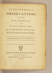Front cover of Astronomical observations, made by order of the Royal Society, at Prince of Wales's Fort, on the north-west coast of Hudson's Bay by William Wales