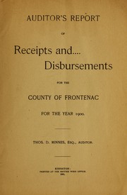 Front cover of Auditor's report of receipts and disbursements for the county of Frontenac for the year 1900 by Frontenac (Ont.)