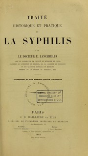 Front cover of Traité historique et pratique de la syphilis by E. Lancereaux