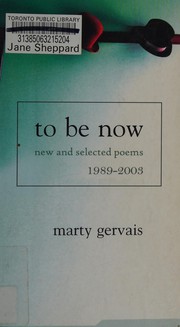 Front cover of To be now by Charles Henry Gervais