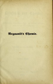 Cover of Lehrbuch der Chemie by Henri Victor Regnault