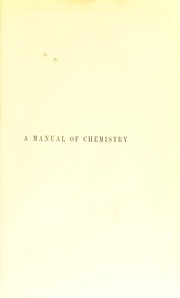 Front cover of A manual of chemistry by Tilden, William A. Sir