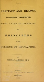 Cover of Instinct and reason, philosophically investigated by T. Jarrold