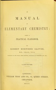 Front cover of A manual of elementary chemistry by Robert Mortimer Glover