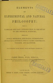 Front cover of Elements of experimental and natural philosophy by Jabez Hogg