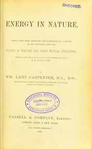 Front cover of Energy in nature by William Lant Carpenter
